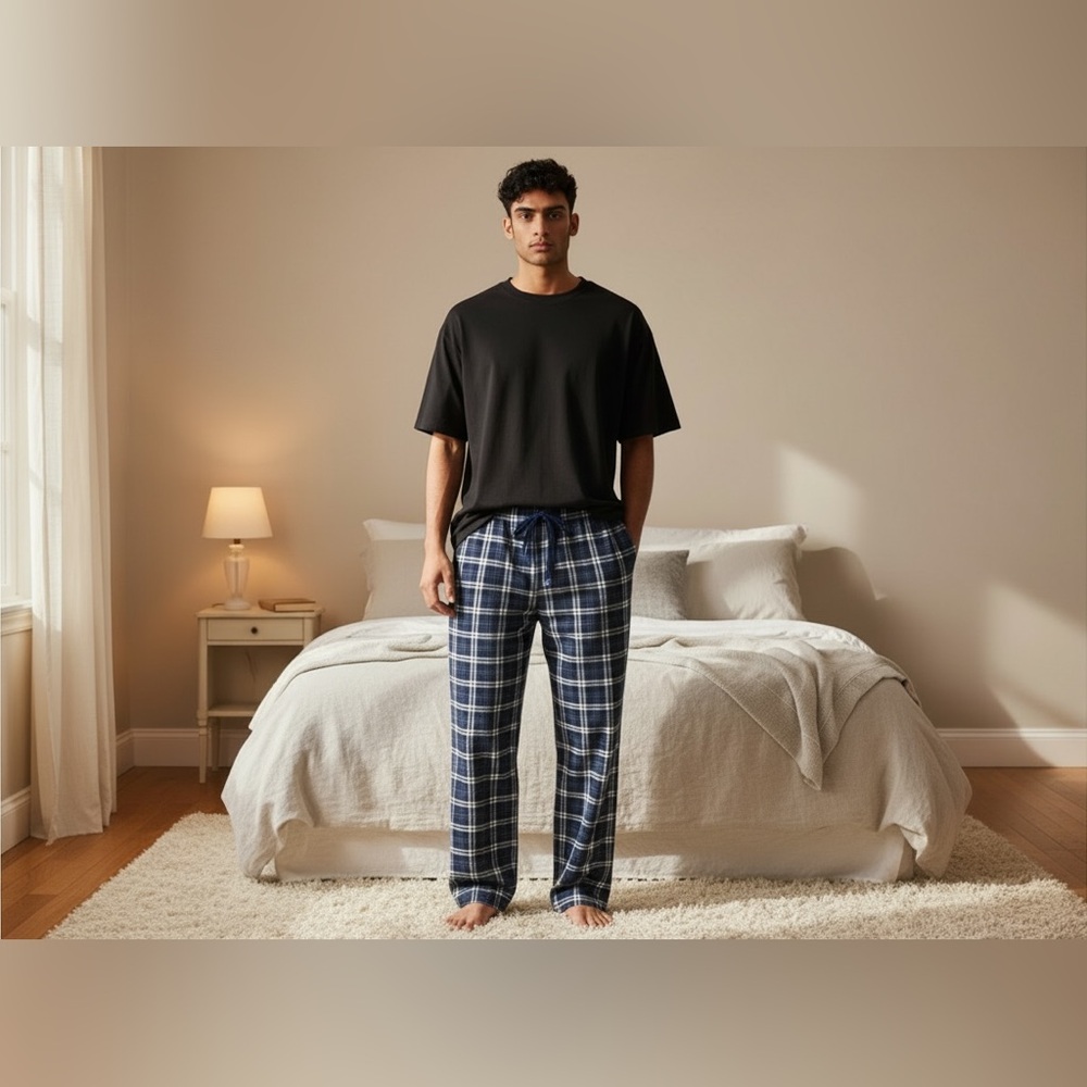 J.Crew Men's Pajama Pants - Blue Plaid, Size Large - Picture 3 of 8